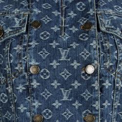 Louis Vuitton Indigo Monogrammed Denim Velvet Collar Detail Jacket S