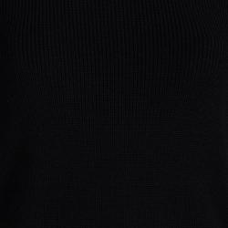 Pre Owned بلوفر لوي فيتون تريكو أسود مضلع برقبة مستديرة XL