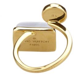 Louis Vuitton Gold-tone Stones Ring Size 54