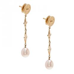 Louis Vuitton 18K Dyed Pearl Monogram Hoop Earrings
