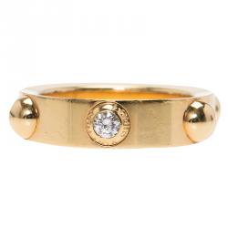 Louis Vuitton Clous Diamond Yellow Gold Ring Size 50