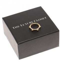 Louis Vuitton Clous Diamond Yellow Gold Ring Size 50