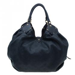 Pre Owned Louis Vuitton Black Perforated Leather Large Mahina Hobo