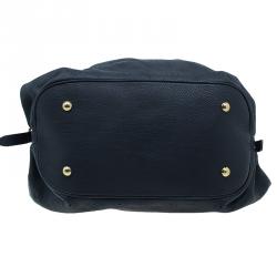 Pre Owned Louis Vuitton Black Perforated Leather Large Mahina Hobo