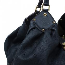 Pre Owned Louis Vuitton Black Perforated Leather Large Mahina Hobo