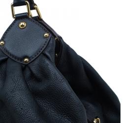 Pre Owned Louis Vuitton Black Perforated Leather Large Mahina Hobo