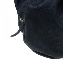 Pre Owned Louis Vuitton Black Perforated Leather Large Mahina Hobo