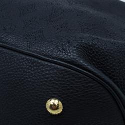 Pre Owned Louis Vuitton Black Perforated Leather Large Mahina Hobo