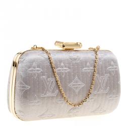 مملوكة مسبقًا Louis Vuitton Metallic Grey Monogram Satin Limited Edition Minaudiere Motard Clutch