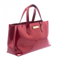 Pre Owned Louis Vuitton Red Monogram Vernis Wilshire PM Bag