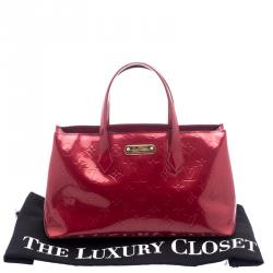 Pre Owned Louis Vuitton Red Monogram Vernis Wilshire PM Bag