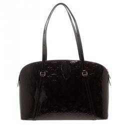 Pre Owned Louis Vuitton Amarante Monogram Vernis Avalon Zipped Bag