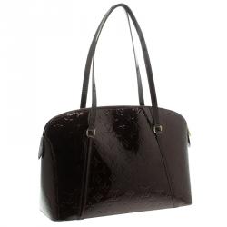 Pre Owned Louis Vuitton Amarante Monogram Vernis Avalon Zipped Bag