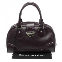 Pre Owned Louis Vuitton Purple Epi Leather Bowling Montaigne GM Bag