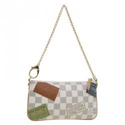 Pre Owned Louis Vuitton Damier Azur Canvas Trunk Labels Milla Pochette Accessoires
