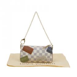 Pre Owned Louis Vuitton Damier Azur Canvas Trunk Labels Milla Pochette Accessoires