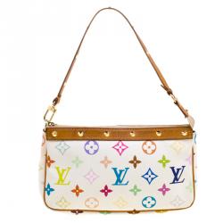 Pre Owned Louis Vuitton White Multicolor Canvas Pochette Accessories