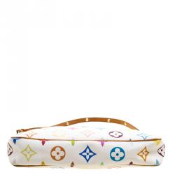 Pre Owned Louis Vuitton White Multicolor Canvas Pochette Accessories