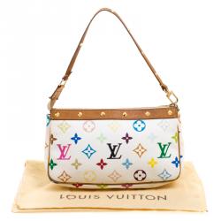 Pre Owned Louis Vuitton White Multicolor Canvas Pochette Accessories