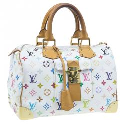 مملوكة مسبقًا Louis Vuitton White Monogram Canvas Multicolore Speedy 30