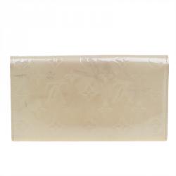 Pre Owned Louis Vuitton Citrine Monogram Vernis Sarah Wallet