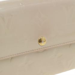 Pre Owned Louis Vuitton Citrine Monogram Vernis Sarah Wallet