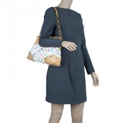 مملوكة مسبقًا حقيبة لوي فيتون جودى MM كانفاس أبيض مونوغرامي