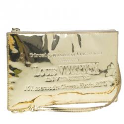 Pre Owned Louis Vuitton Gold Mirror Inventeur  Wristlet Pochette