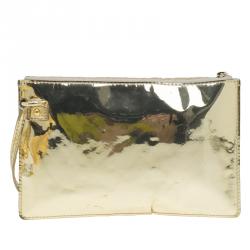 Pre Owned Louis Vuitton Gold Mirror Inventeur  Wristlet Pochette