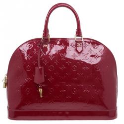 Pre Owned Louis Vuitton Red Monogram Vernis Alma GM