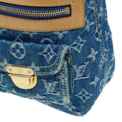 Pre Owned Louis Vuitton Blue Monogram Denim Baggy Hobo PM