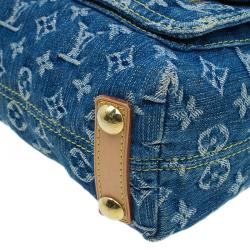 Pre Owned Louis Vuitton Blue Monogram Denim Baggy Hobo PM