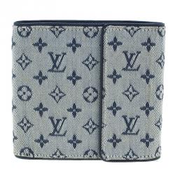 Louis Vuitton Blue Mini Lin Canvas Compact Wallet 