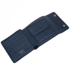 Louis Vuitton Blue Mini Lin Canvas Compact Wallet 