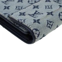 Louis Vuitton Blue Mini Lin Canvas Compact Wallet 