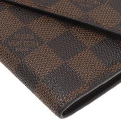 Pre Owned Louis Vuitton Damier Ebene Canvas Sarah Wallet with Detachable Pouch