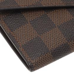 Pre Owned Louis Vuitton Damier Ebene Canvas Sarah Wallet with Detachable Pouch