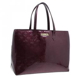 Pre Owned Louis Vuitton Pomme D' Amour Monogram Vernis Wilshire Tote MM