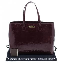 Pre Owned Louis Vuitton Pomme D' Amour Monogram Vernis Wilshire Tote MM
