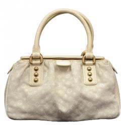 Pre Owned Louis Vuitton Beige Monogram Mini Lin Trapeze Top Handle Bag PM