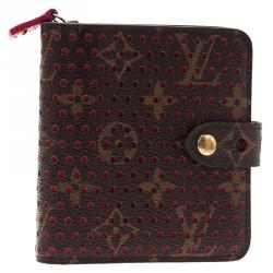 Pre Owned Louis Vuitton Purple Monogram Perforated Limited Edition Compact Wallet