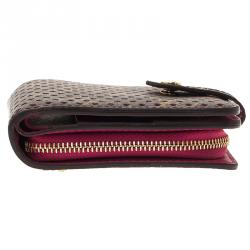 Pre Owned Louis Vuitton Purple Monogram Perforated Limited Edition Compact Wallet