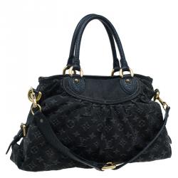 Pre Owned Louis Vuitton Black Monogram Denim Neo Cabby MM Bag