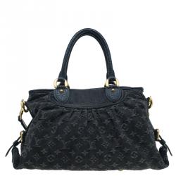 Pre Owned Louis Vuitton Black Monogram Denim Neo Cabby MM Bag