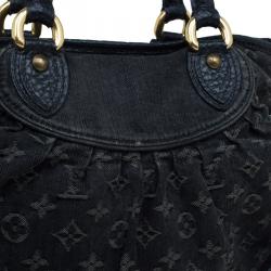 Pre Owned Louis Vuitton Black Monogram Denim Neo Cabby MM Bag