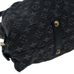 Pre Owned Louis Vuitton Black Monogram Denim Neo Cabby MM Bag
