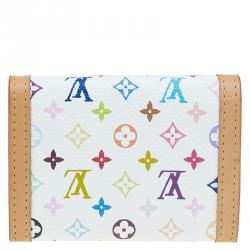 Louis Vuitton Beige Leather and White Monogram Multicolor Canvas Card Holder