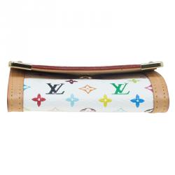 Louis Vuitton Beige Leather and White Monogram Multicolor Canvas Card Holder