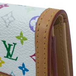 Louis Vuitton Beige Leather and White Monogram Multicolor Canvas Card Holder