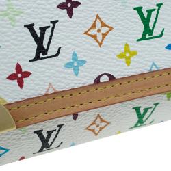 Louis Vuitton Beige Leather and White Monogram Multicolor Canvas Card Holder